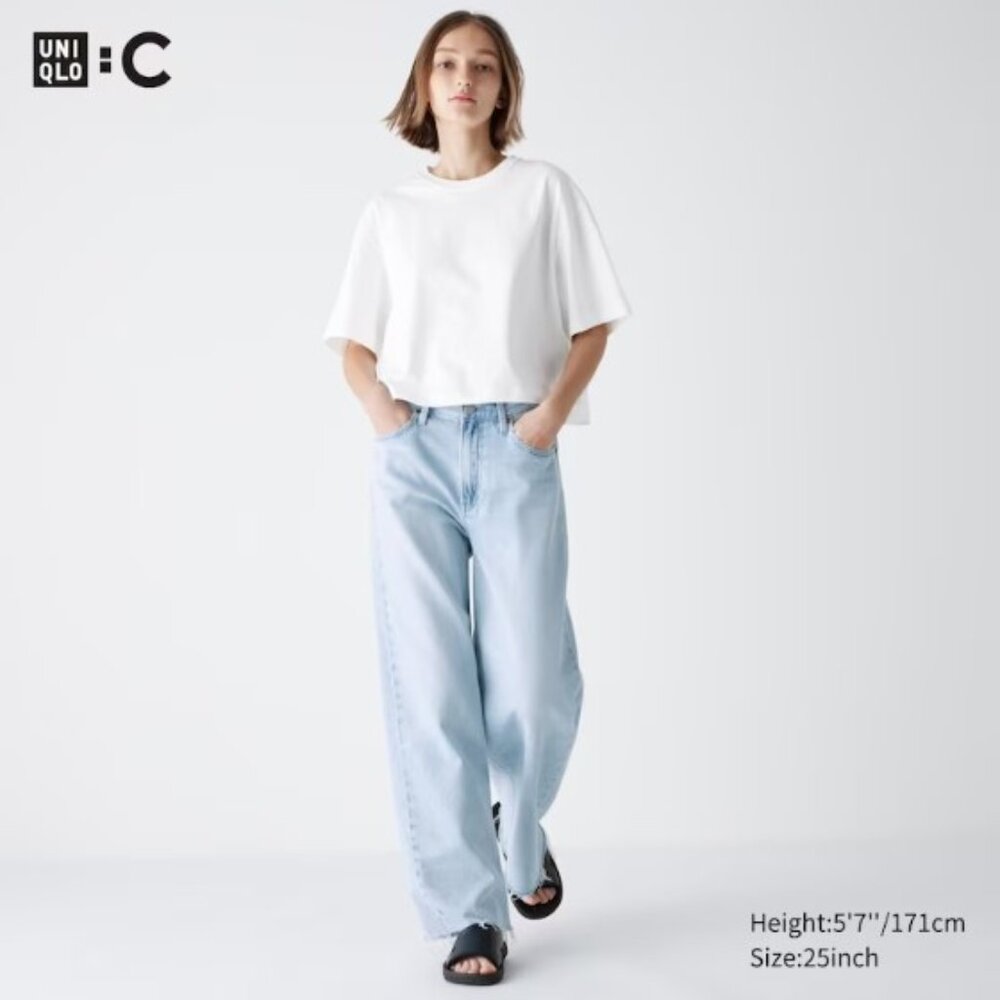 UNIQLO :C - Wide Soft  Straight Blue Jeans - Size 29
